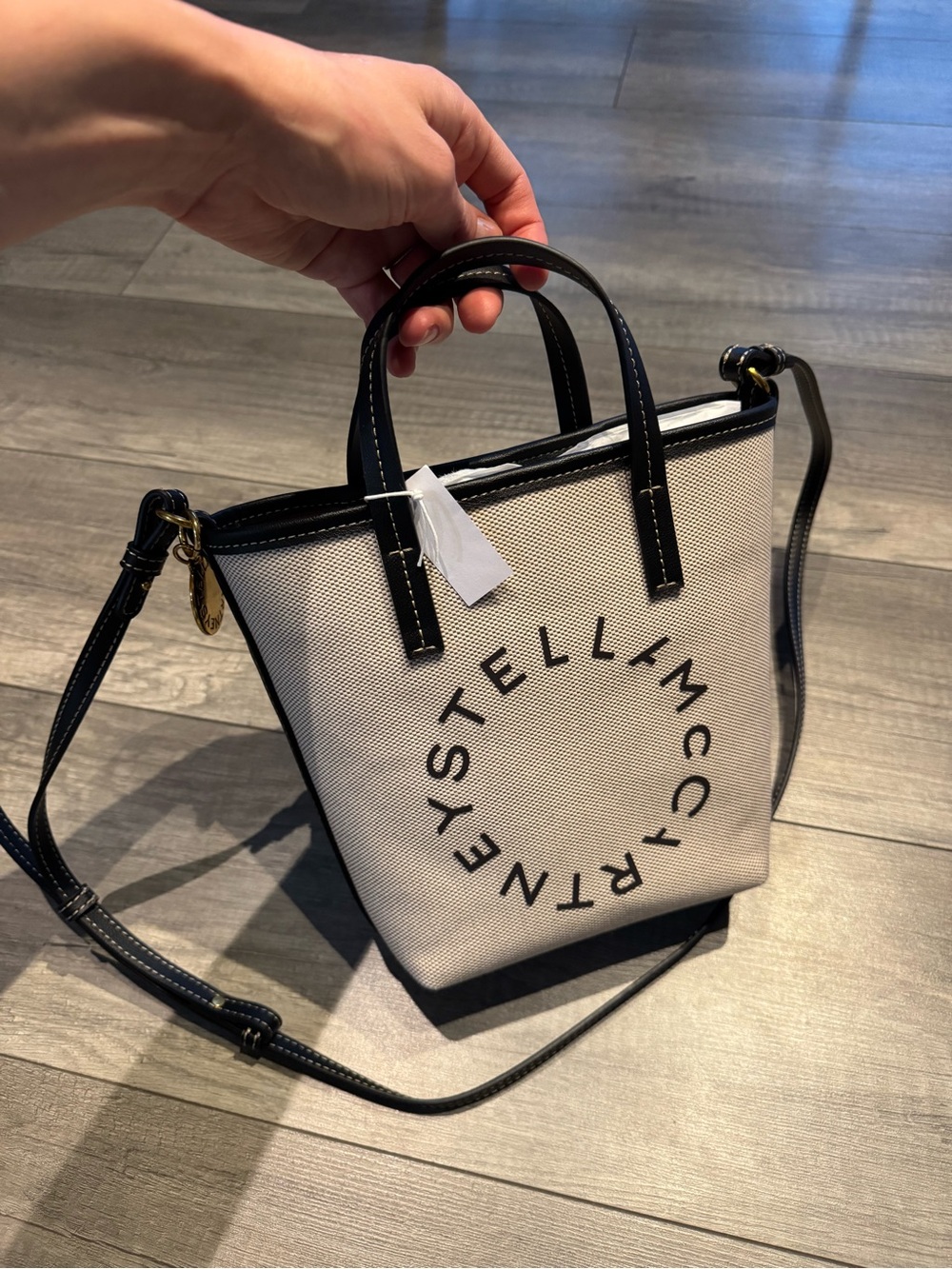 H&M Stella McCartney Beige Logo Canvas Mini Tote - Picture 2 of 4